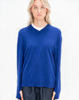 Washable Cashmere Easy V-Neck Sweater, Ink Blue