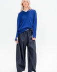 Washable Cashmere Easy V-Neck Sweater, Ink Blue
