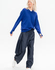 Washable Cashmere Easy V-Neck Sweater, Ink Blue