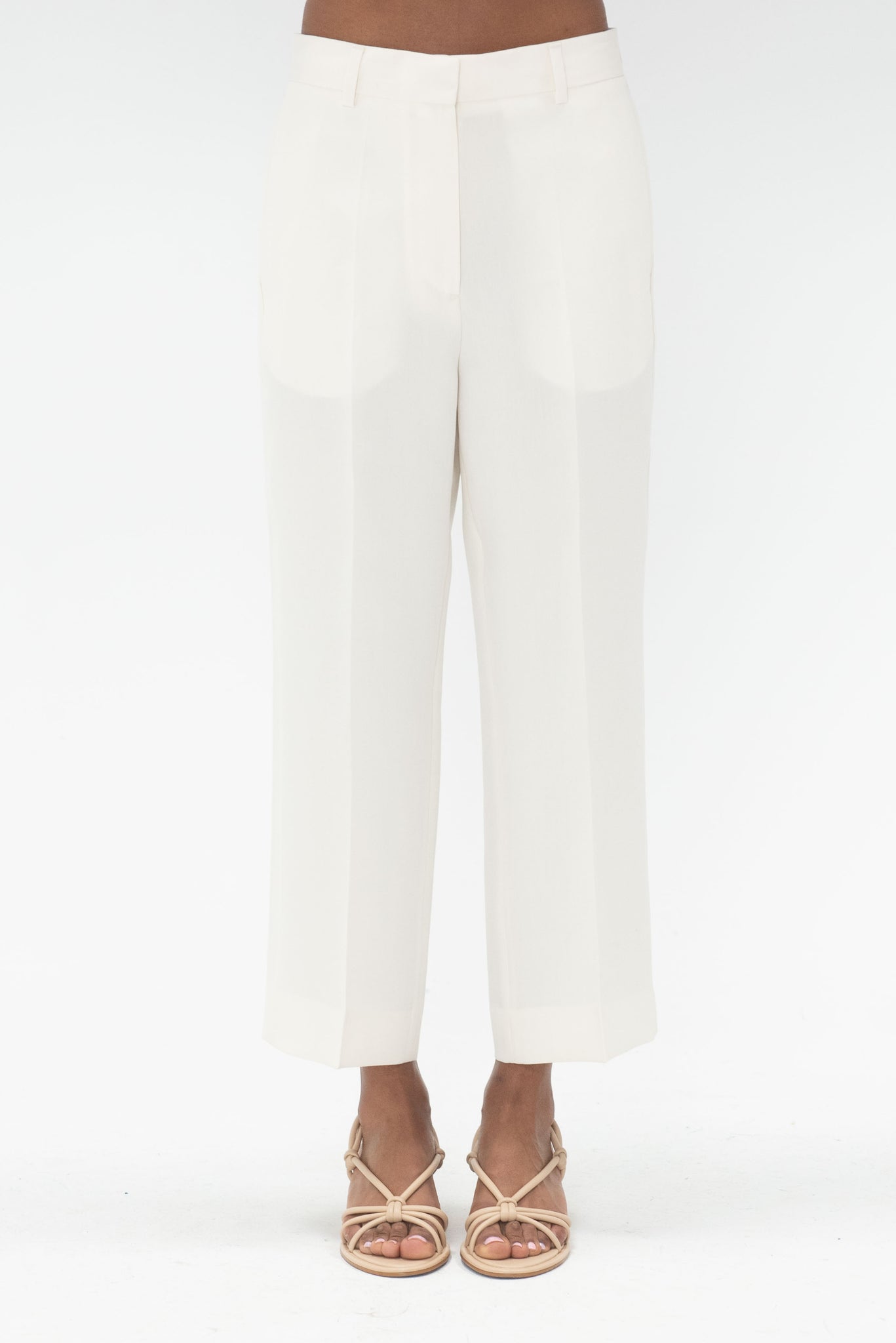 TOTEME - Straight Cropped Trousers, Off White