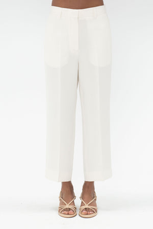 TOTEME - Straight Cropped Trousers, Off White
