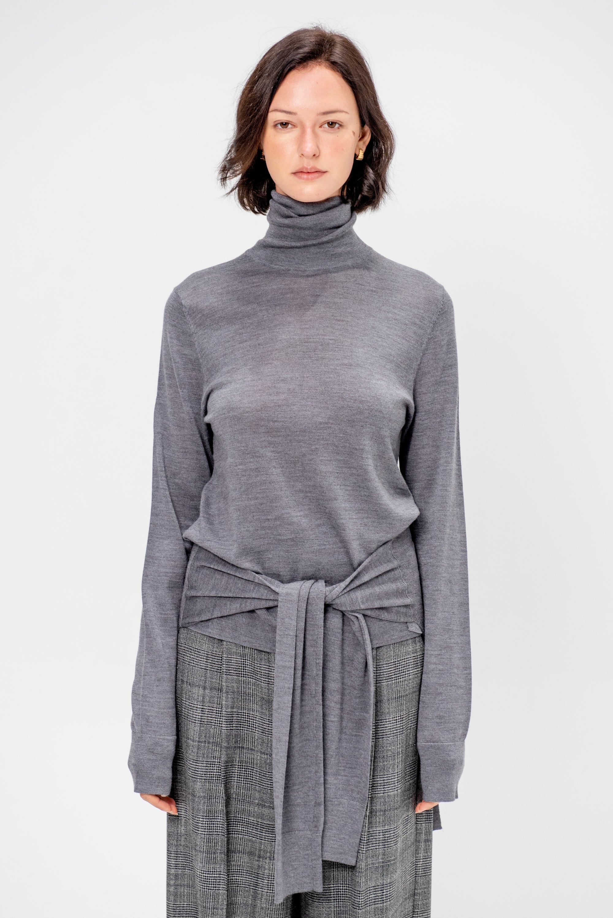 Double-sleeve Turtleneck, Mid-Grey