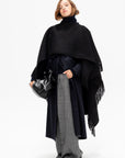 Fringe Poncho, Black