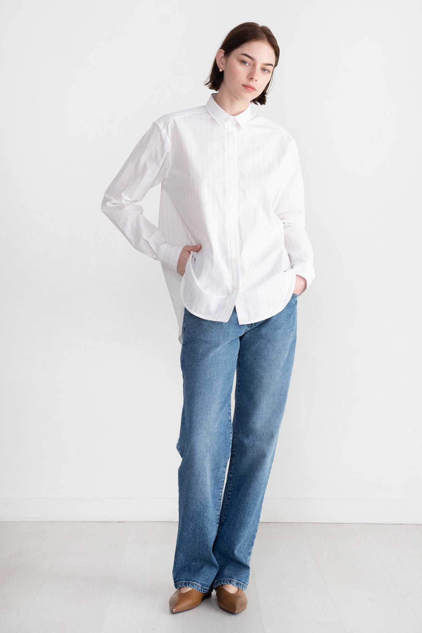 TOTEME - Signature Cotton Shirt, White & Ochre
