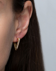AZLEE - V Baguette Diamond Hoops, Yellow Gold
