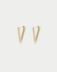 AZLEE - V Baguette Diamond Hoops, Yellow Gold