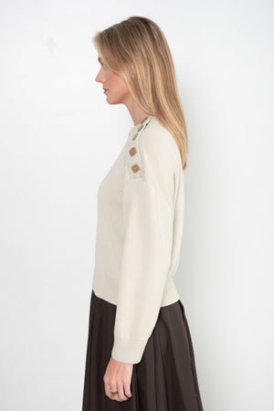 Veronique Leroy - Button Shoulder Sweater, Chalk
