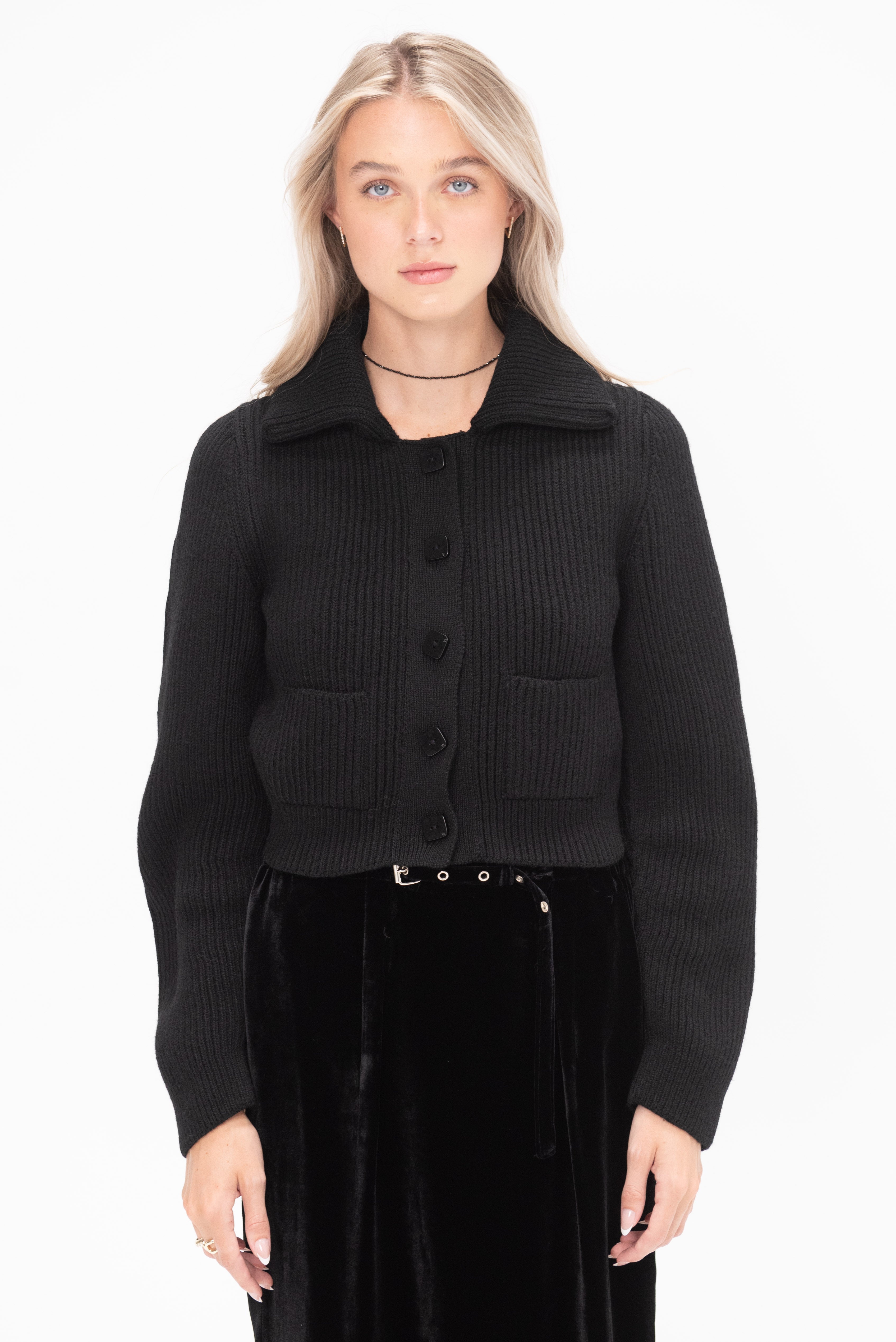 Veronique Leroy Button Knit Cardigan, Black – Kick Pleat