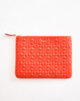Comme des Garçons - embossed leather zip pouch , orange