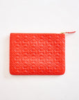 Comme des Garçons - embossed leather zip pouch , orange