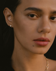 AZLEE - LOZENGE DIAMOND STUDS IN PRONGS, GOLD