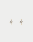 AZLEE - LOZENGE DIAMOND STUDS IN PRONGS, GOLD