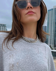 Mega Curb Chain Necklace, Silver & Yellow Gold