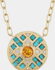 HARWELL GODFREY - BEADED MINI PENDANT NECKLACE, TURQUOISE + CITRINE
