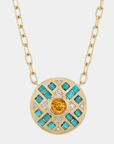 HARWELL GODFREY - BEADED MINI PENDANT NECKLACE, TURQUOISE + CITRINE