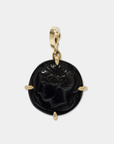 AZLEE - GODDESS BLACK VENETIAN GLASS COIN CHARM, GOLD