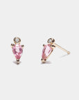 SCOSHA - DROPLET STUDS, pink Tourmaline + Diamond