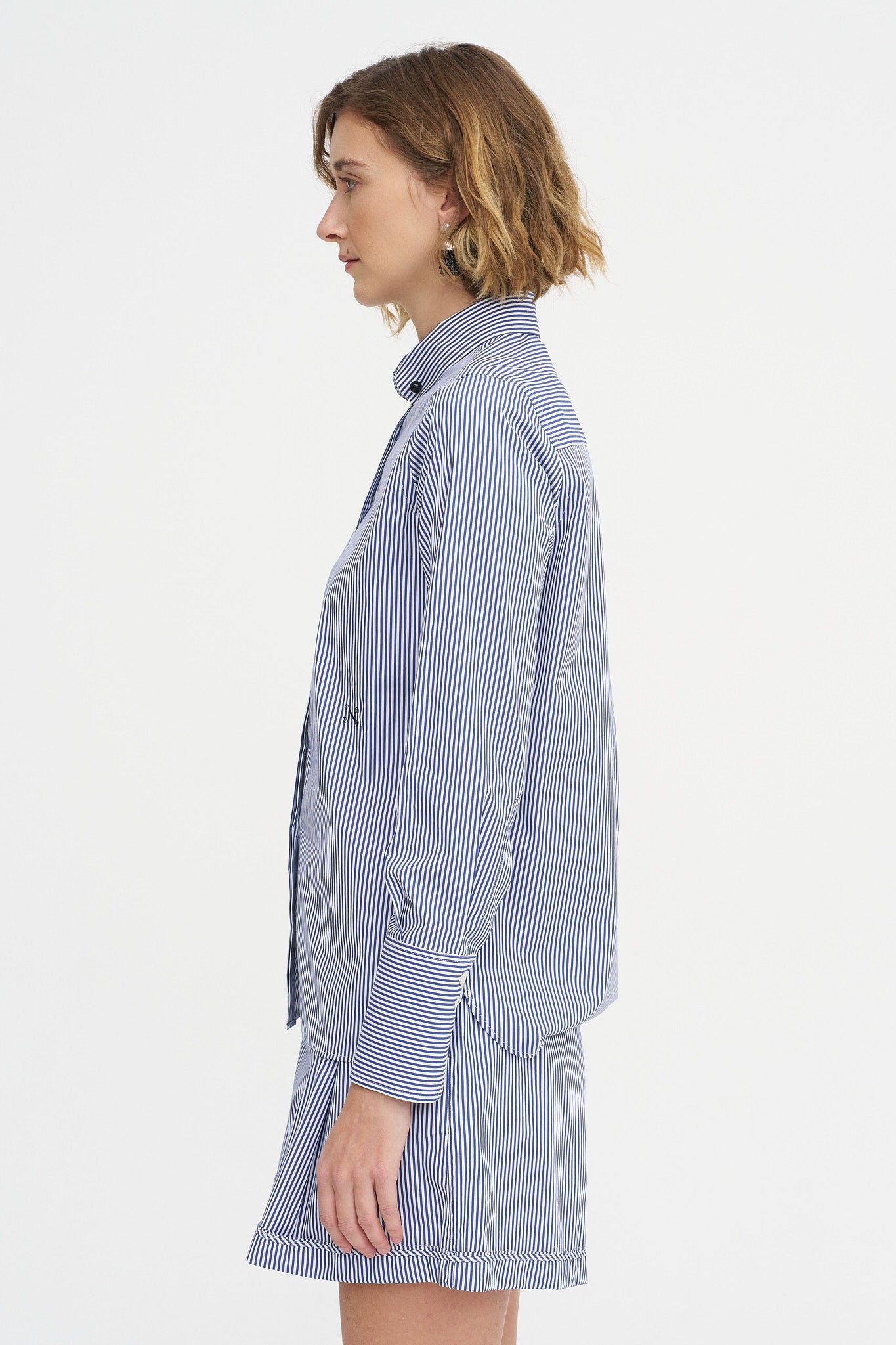 Saville Shirt, Navy Stripe