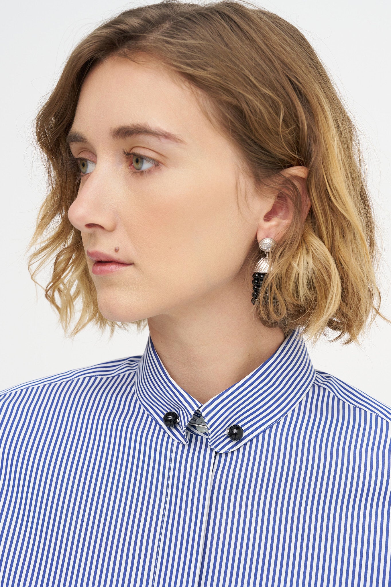 Saville Shirt, Navy Stripe