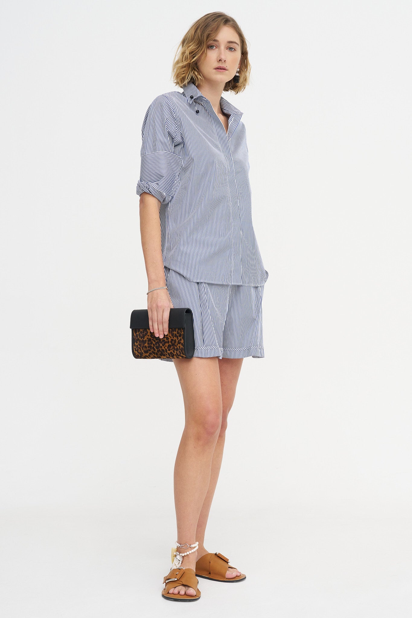 Saville Shirt, Navy Stripe