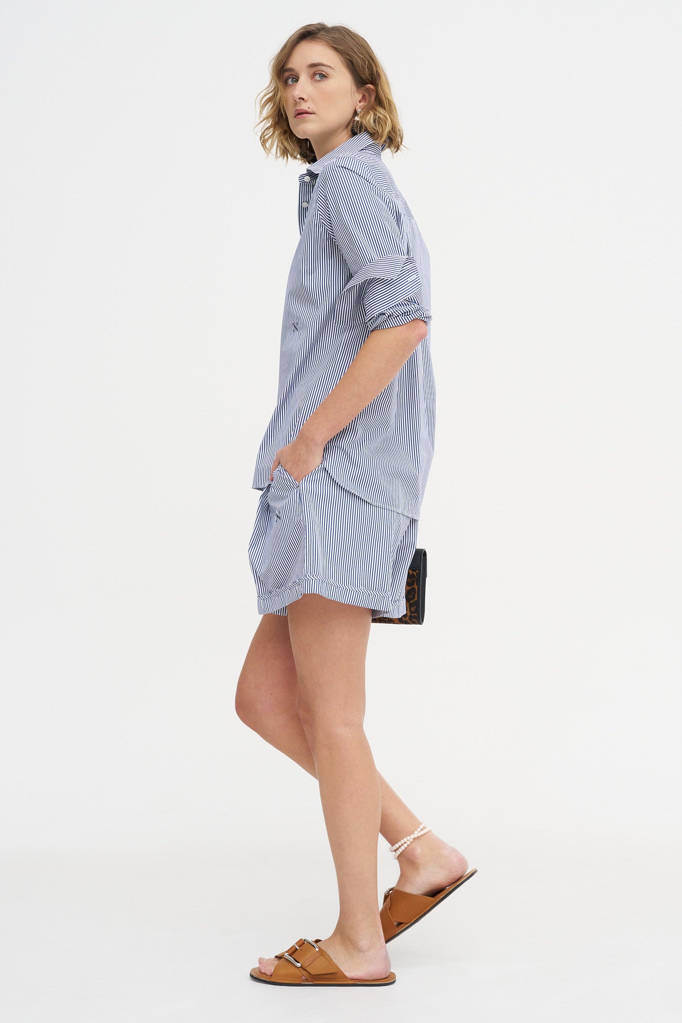 Saville Shirt, Navy Stripe