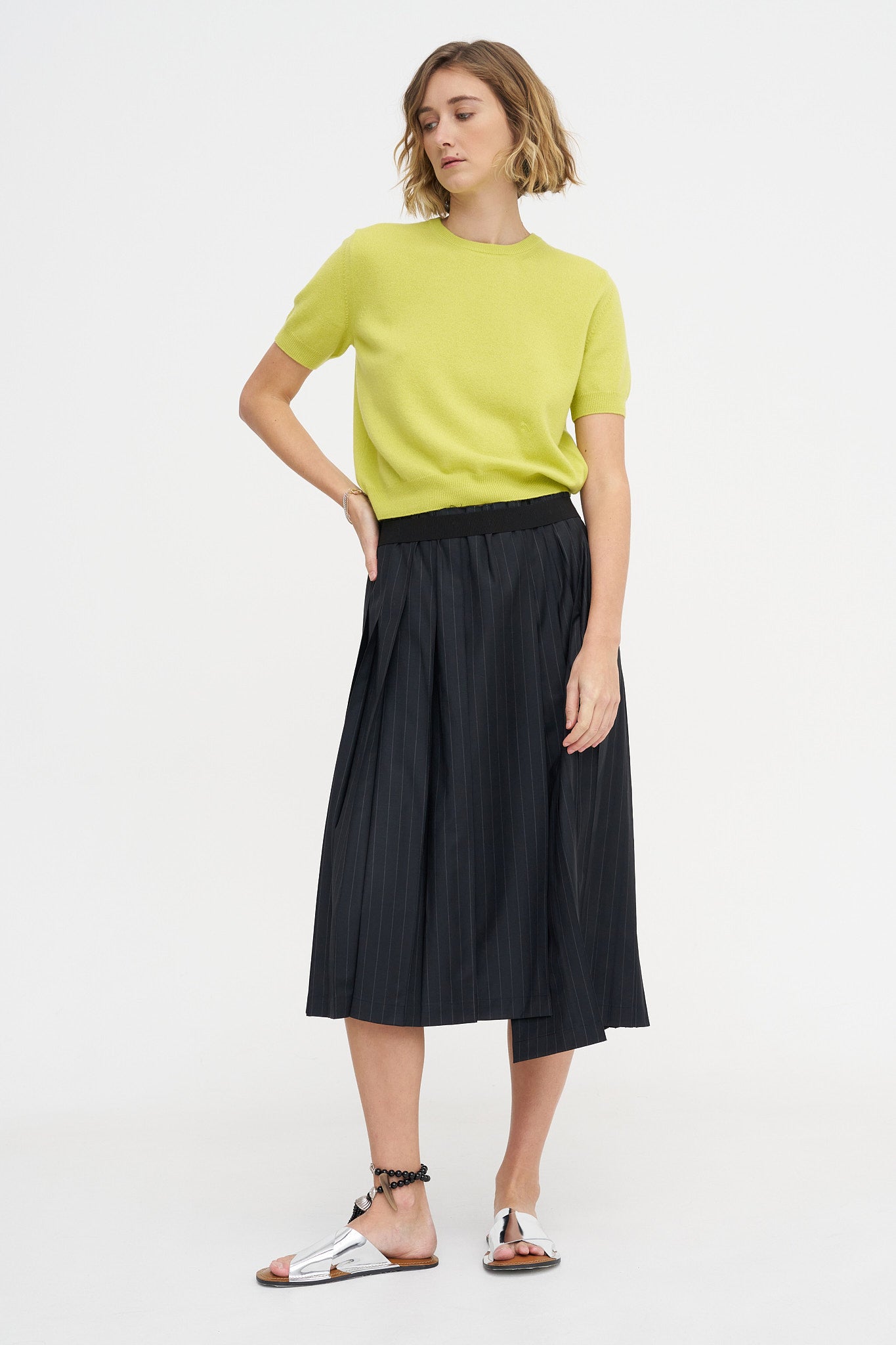 Joan Skirt, Charcoal Pinstripe