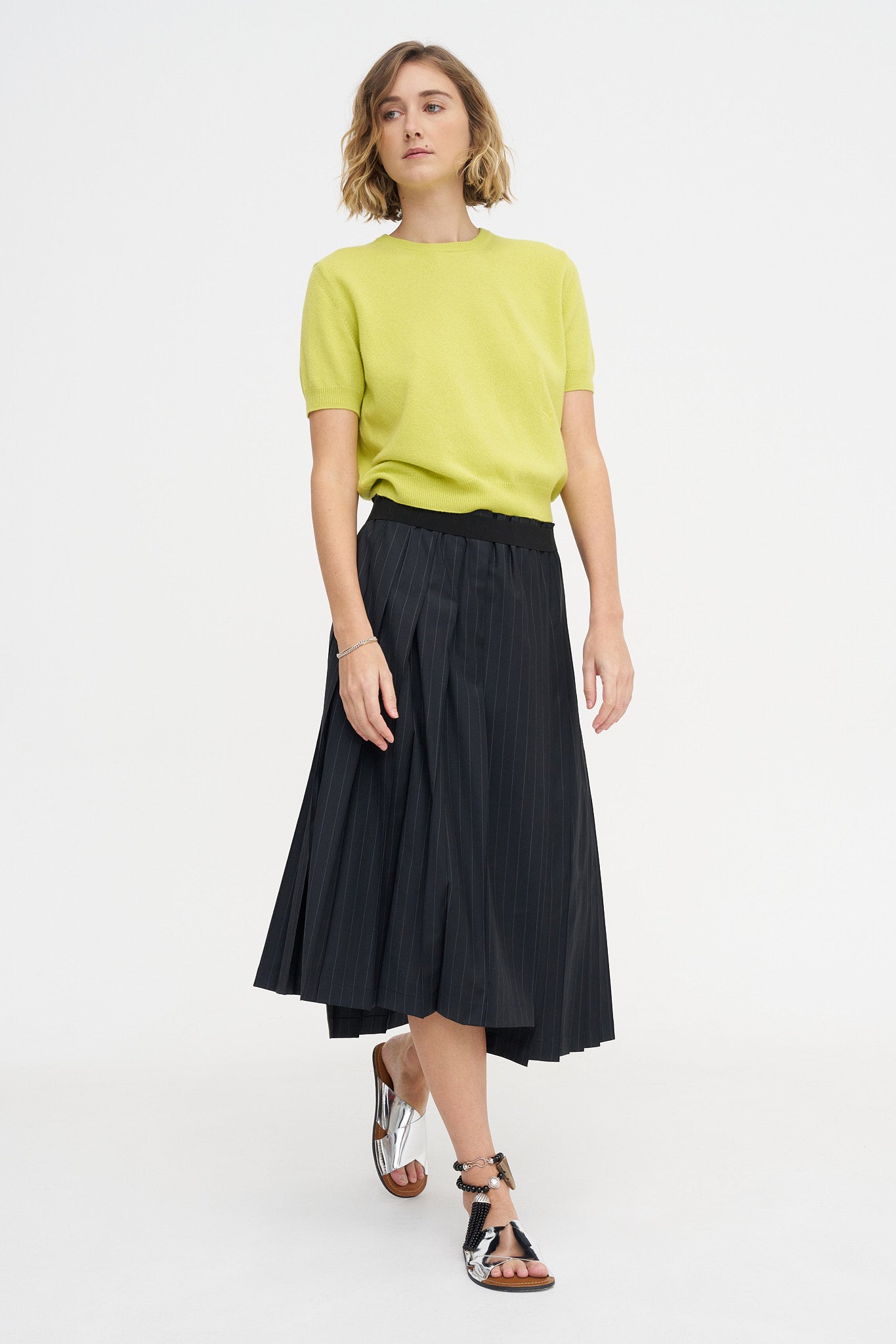 Joan Skirt, Charcoal Pinstripe