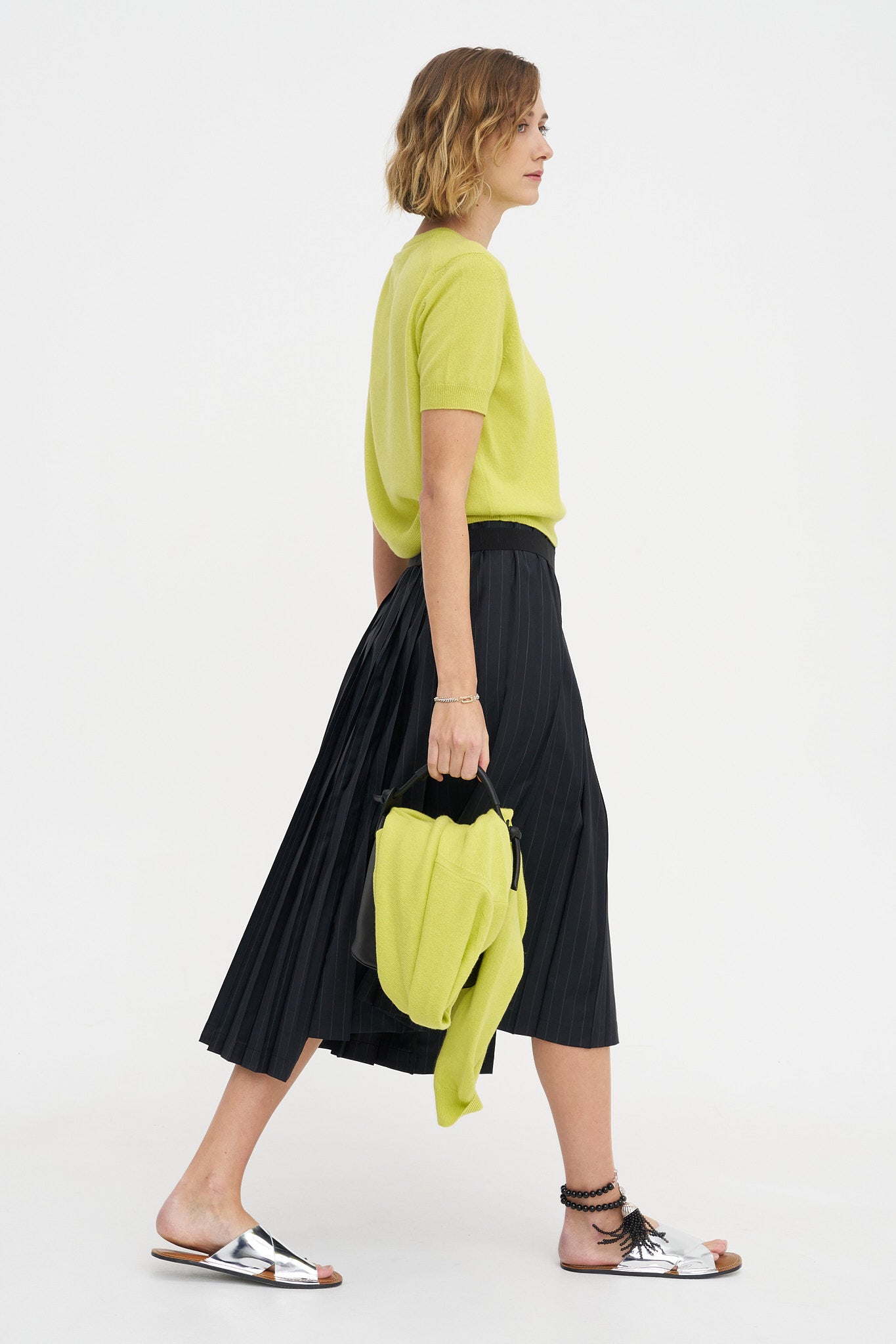 Joan Skirt, Charcoal Pinstripe