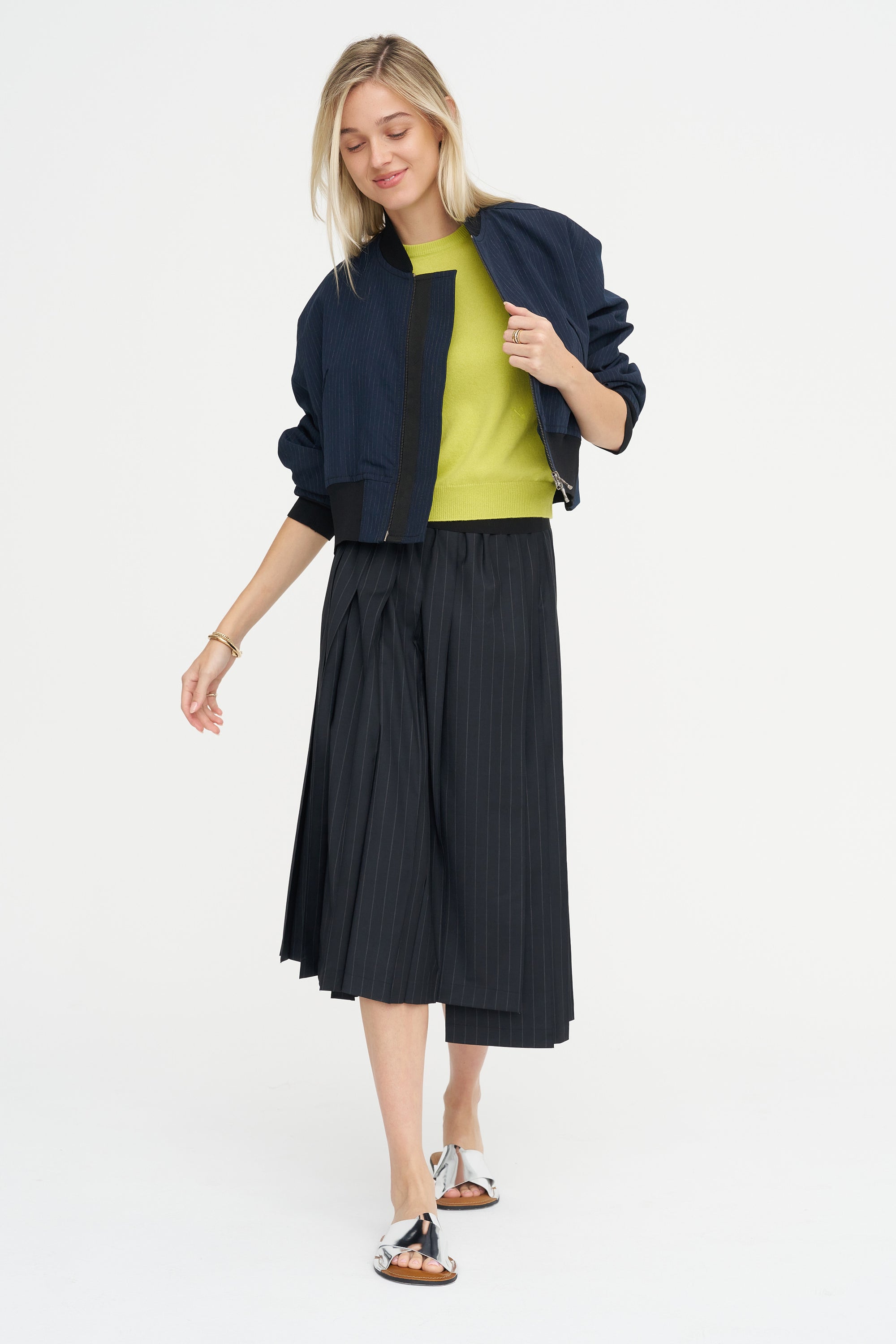 Aviator Coat, Midnight Pinstripe