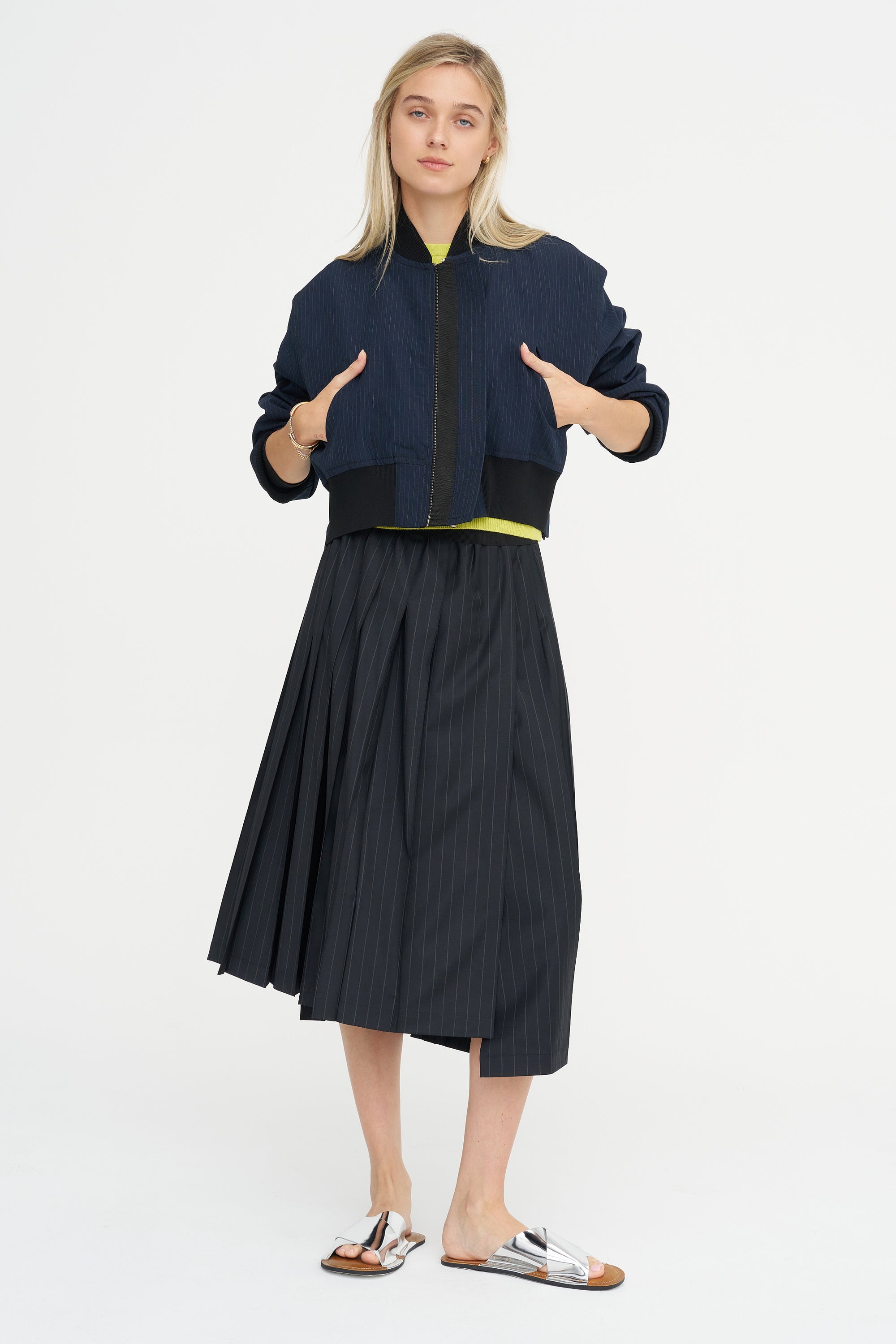 Aviator Coat, Midnight Pinstripe