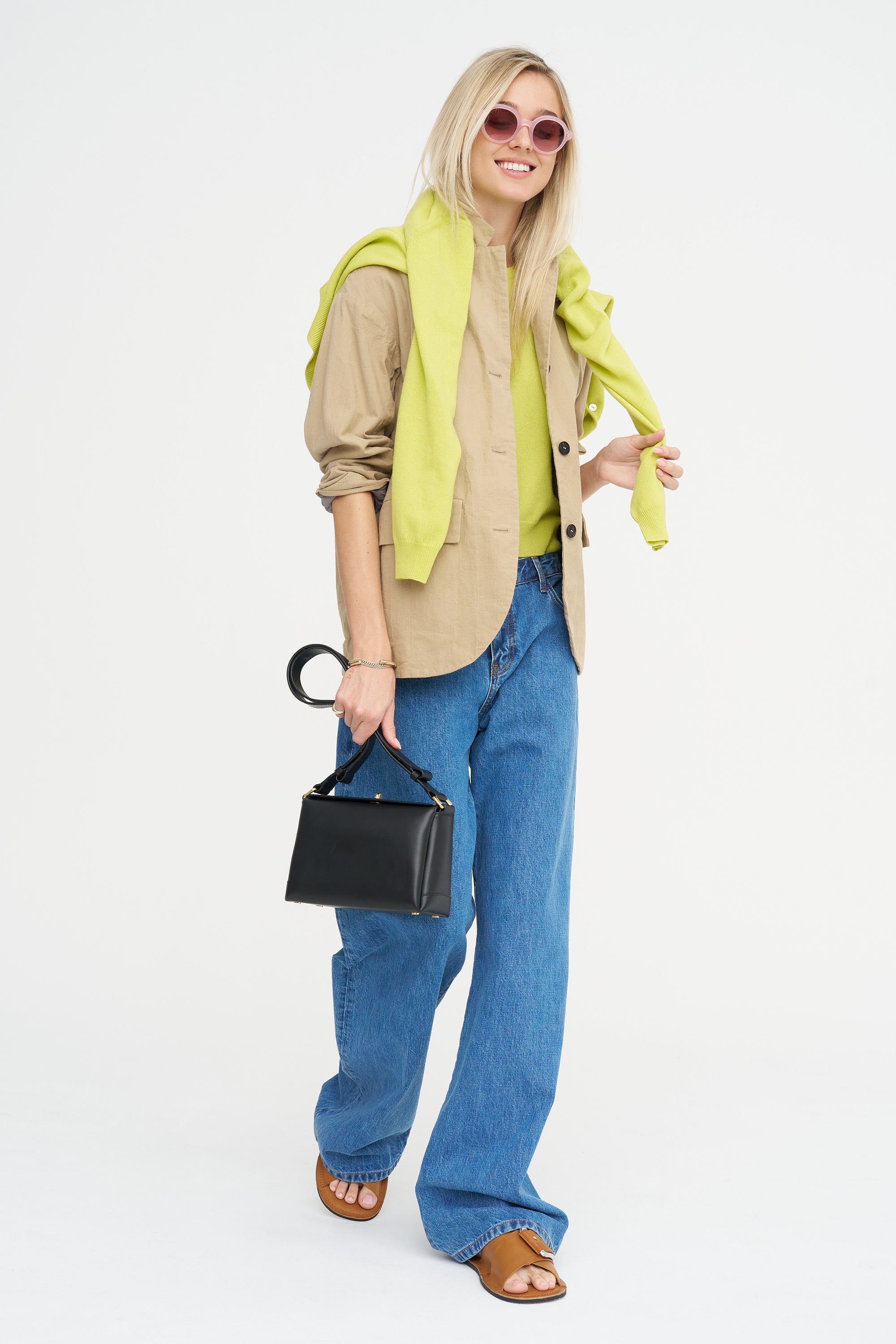 Sea Shell Cashmere Cardigan, Pistache Dopey