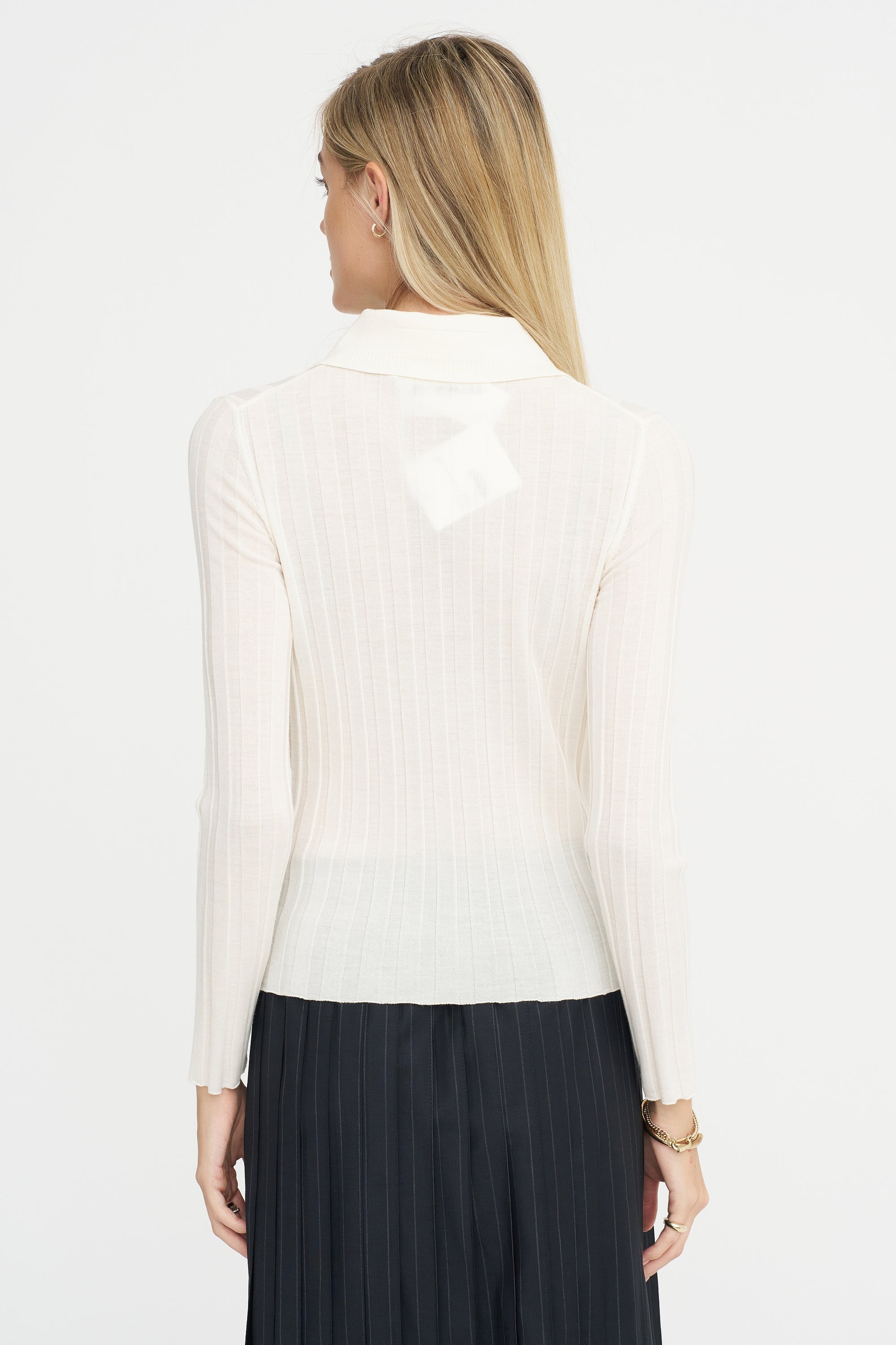 Sugarman Long Sleeve Knit Polo, Off White