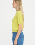 Pearl Cashmere Short Sleeve Crewneck, Pistache Dopey