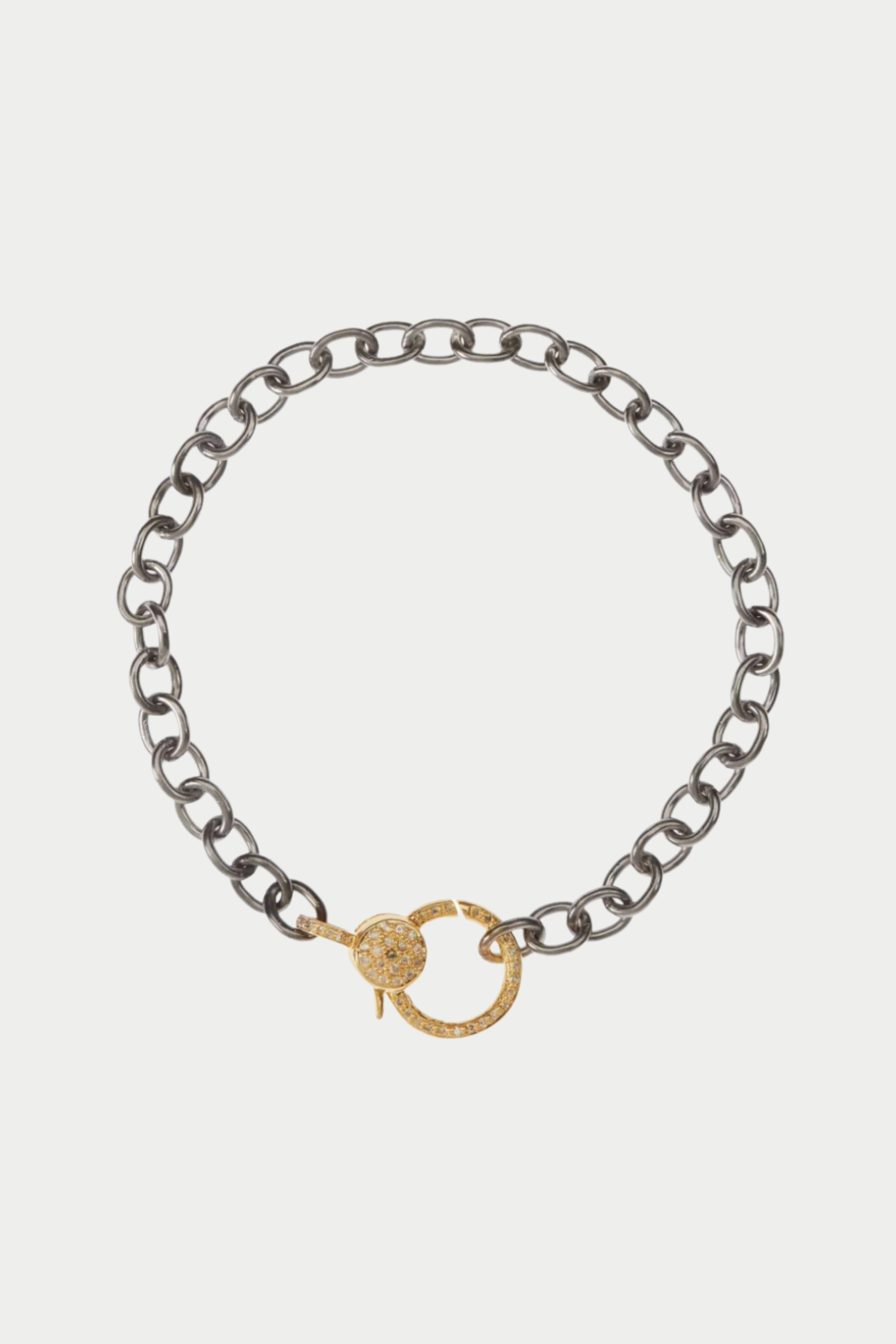 ILEANA MAKRI - Diamond Lock Round Link Chain Bracelet, White Diamonds
