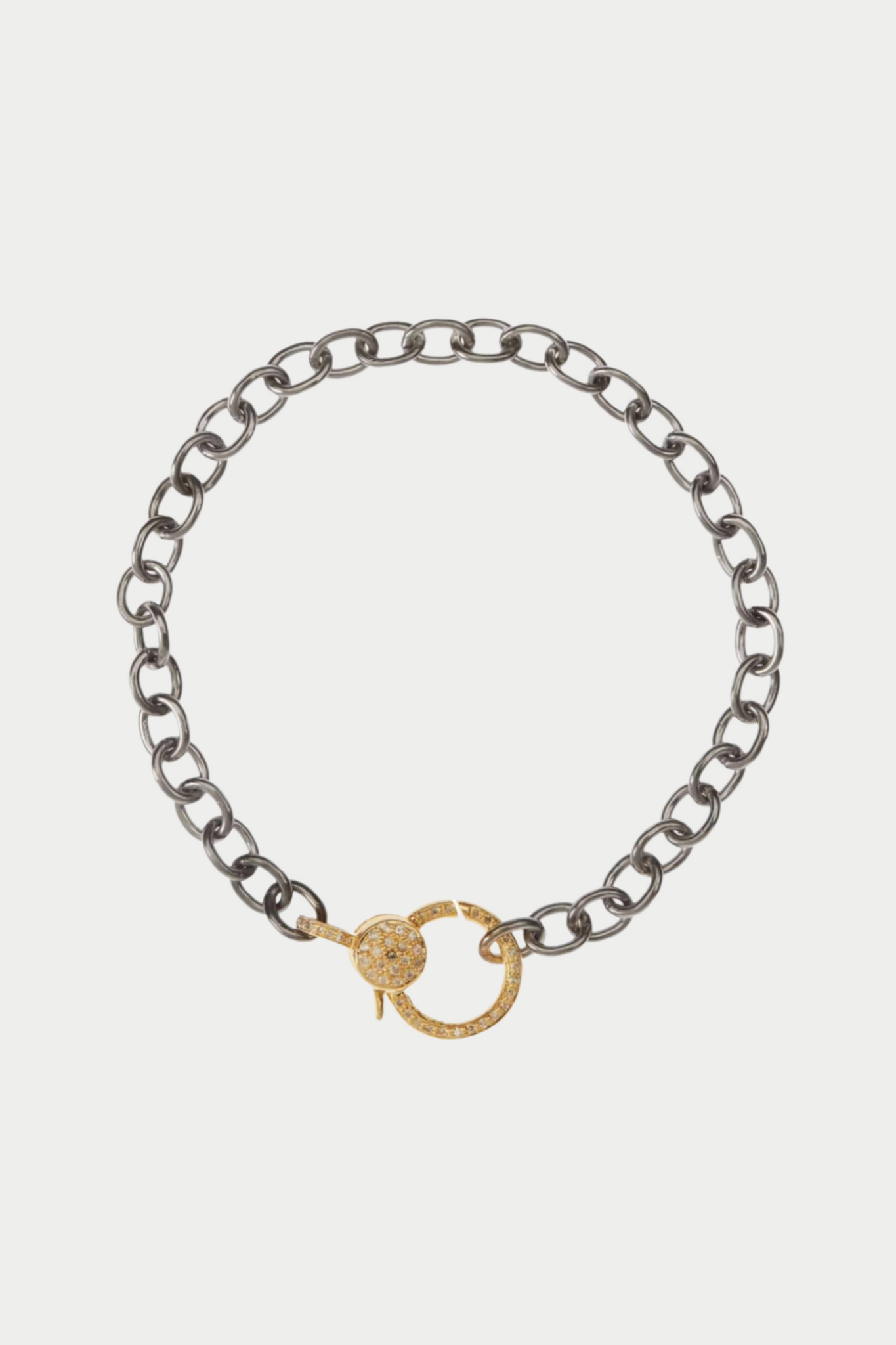 ILEANA MAKRI - Diamond Lock Round Link Chain Bracelet, White Diamonds