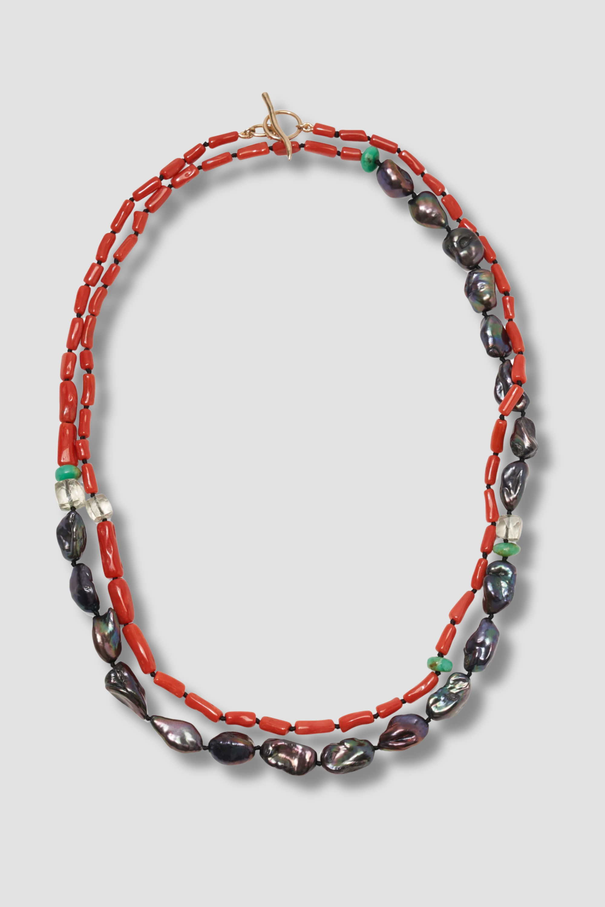Cabana Necklace, Coral &amp; Pearl