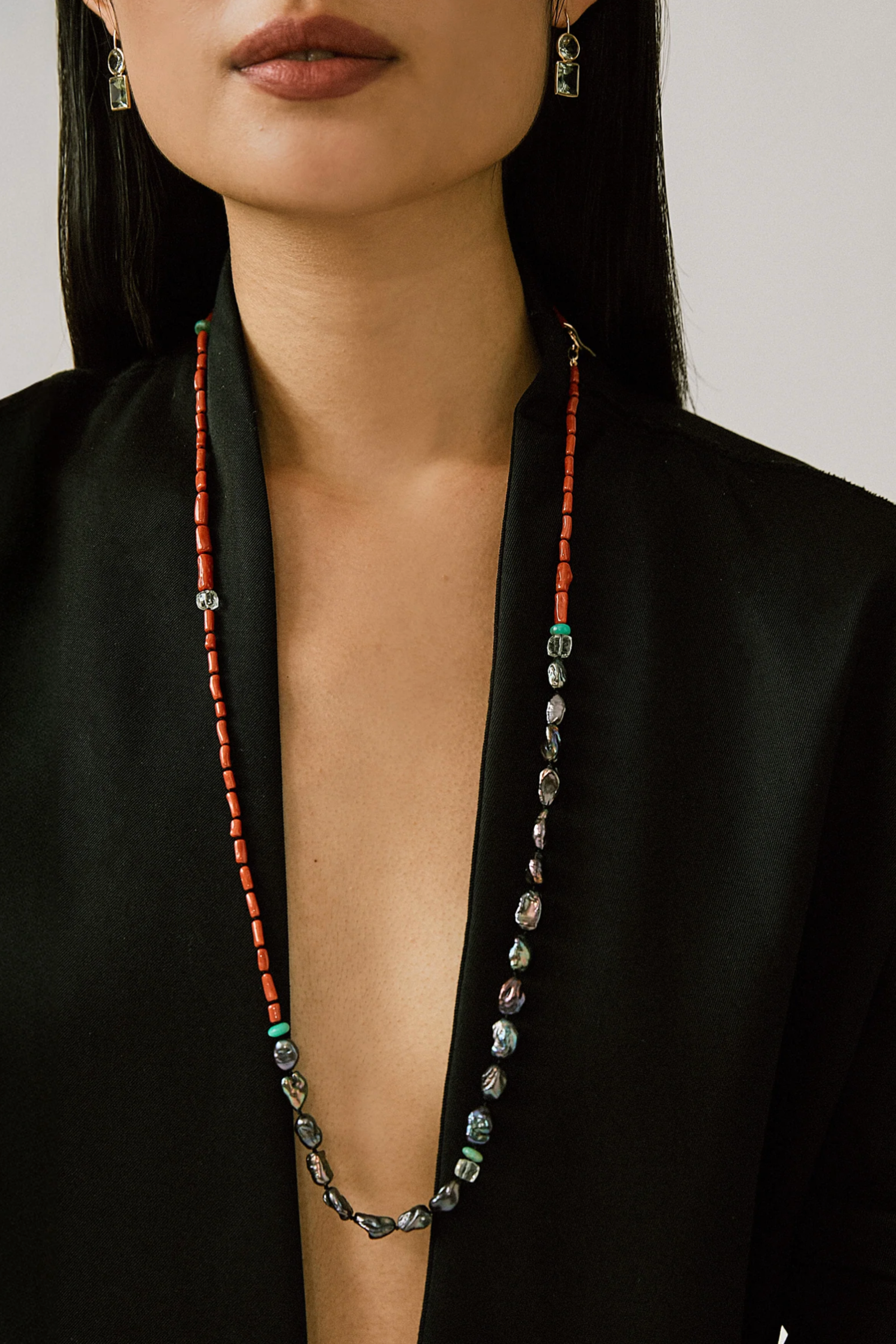 Cabana Necklace, Coral &amp; Pearl