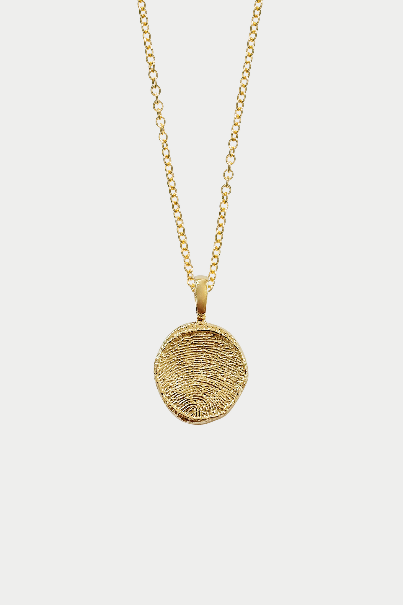 Custom Fingerprint Coin without Diamonds, Yellow Gold