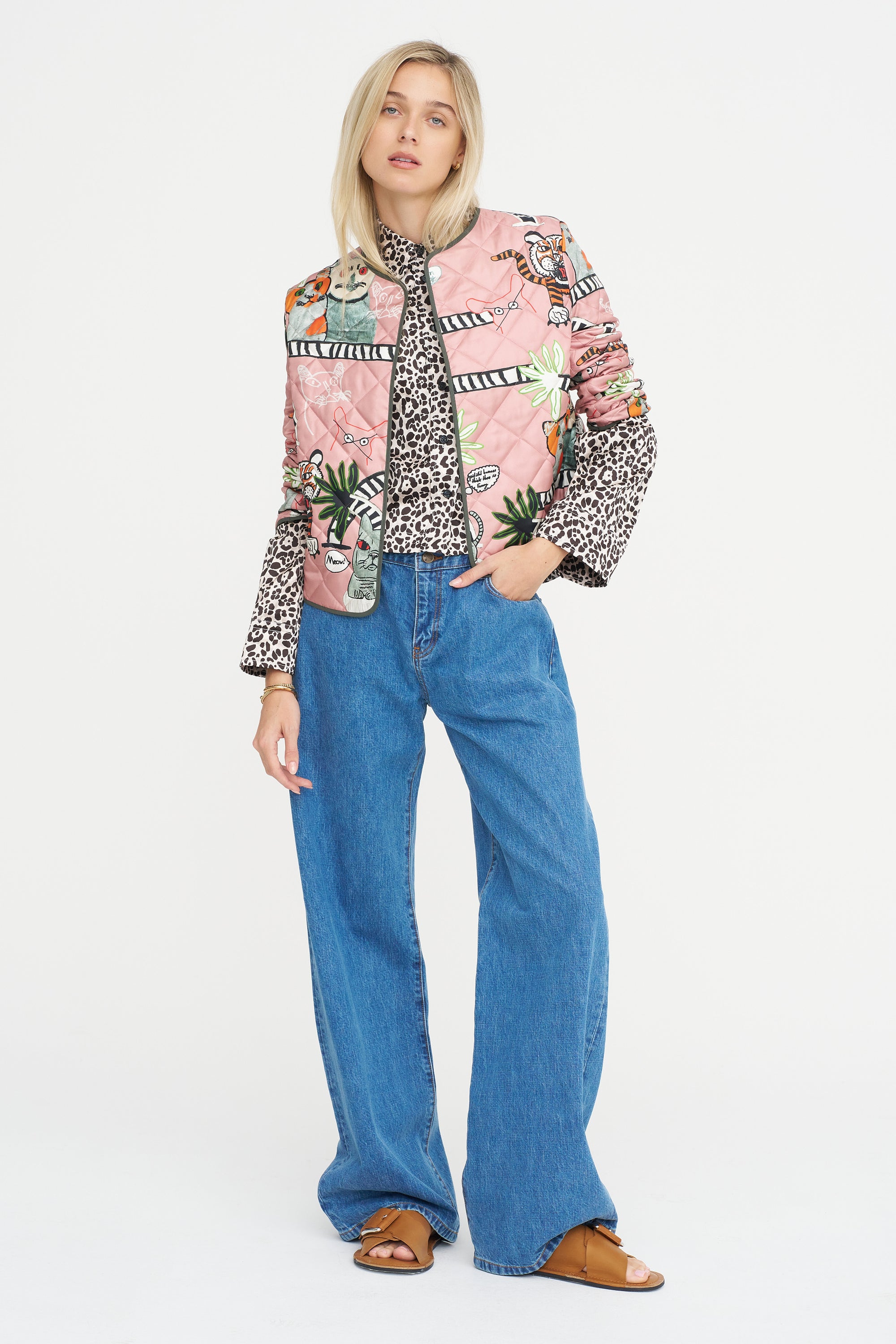 Long Sleeve Cheetah Shirt, Café Noir
