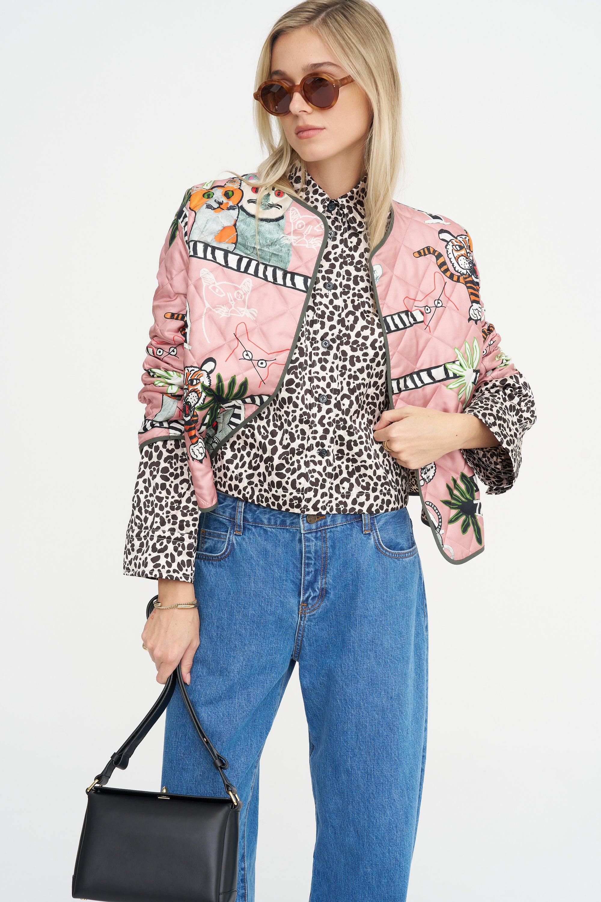 Long Sleeve Cheetah Shirt, Café Noir