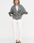 Shawl-lapel Cardigan, Mid-Grey