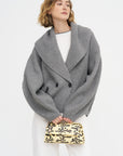 Shawl-lapel Cardigan, Mid-Grey