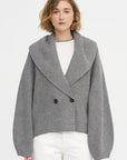 Shawl-lapel Cardigan, Mid-Grey