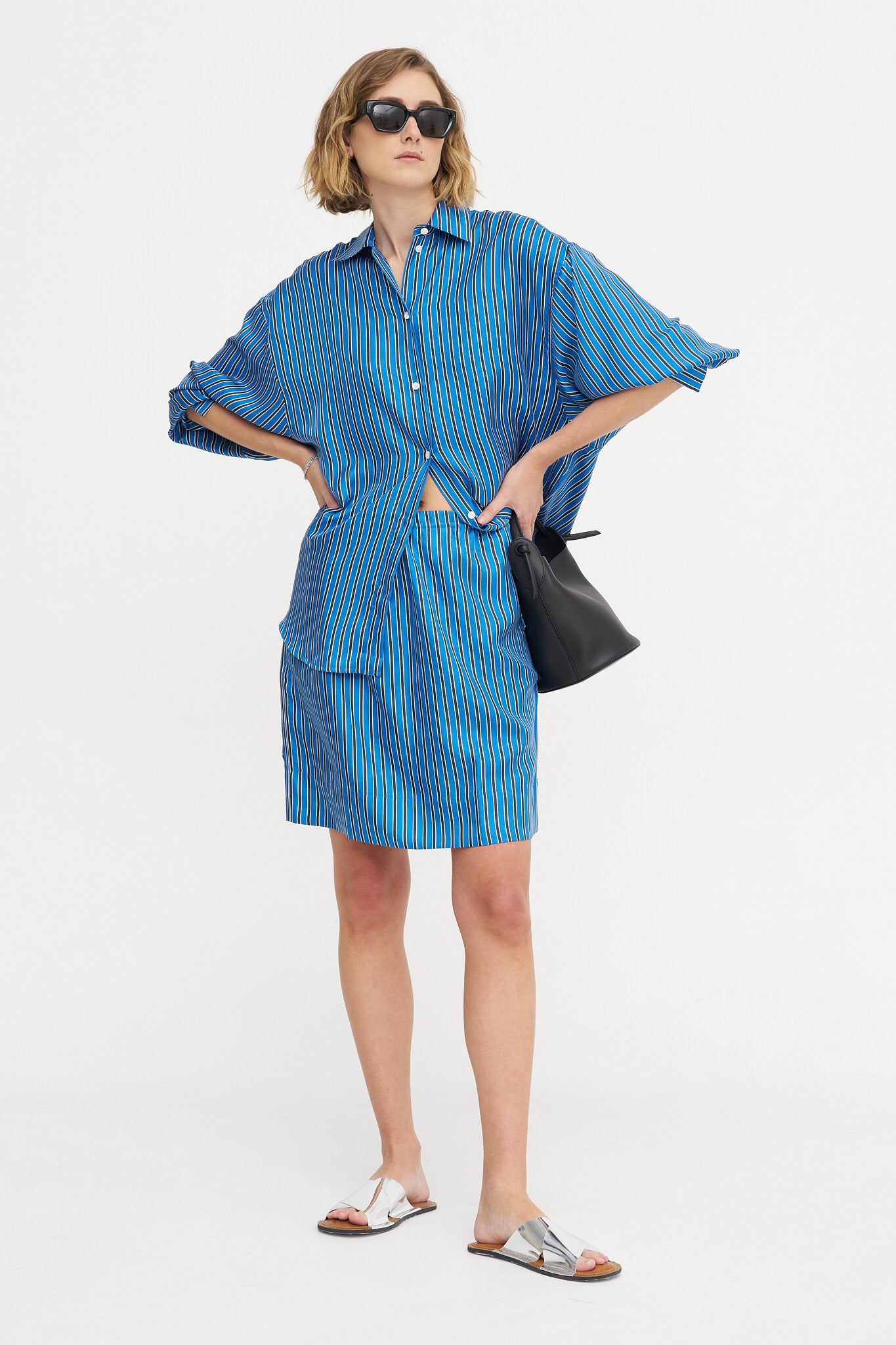 Striped Mini Skirt, Blue &amp; Navy