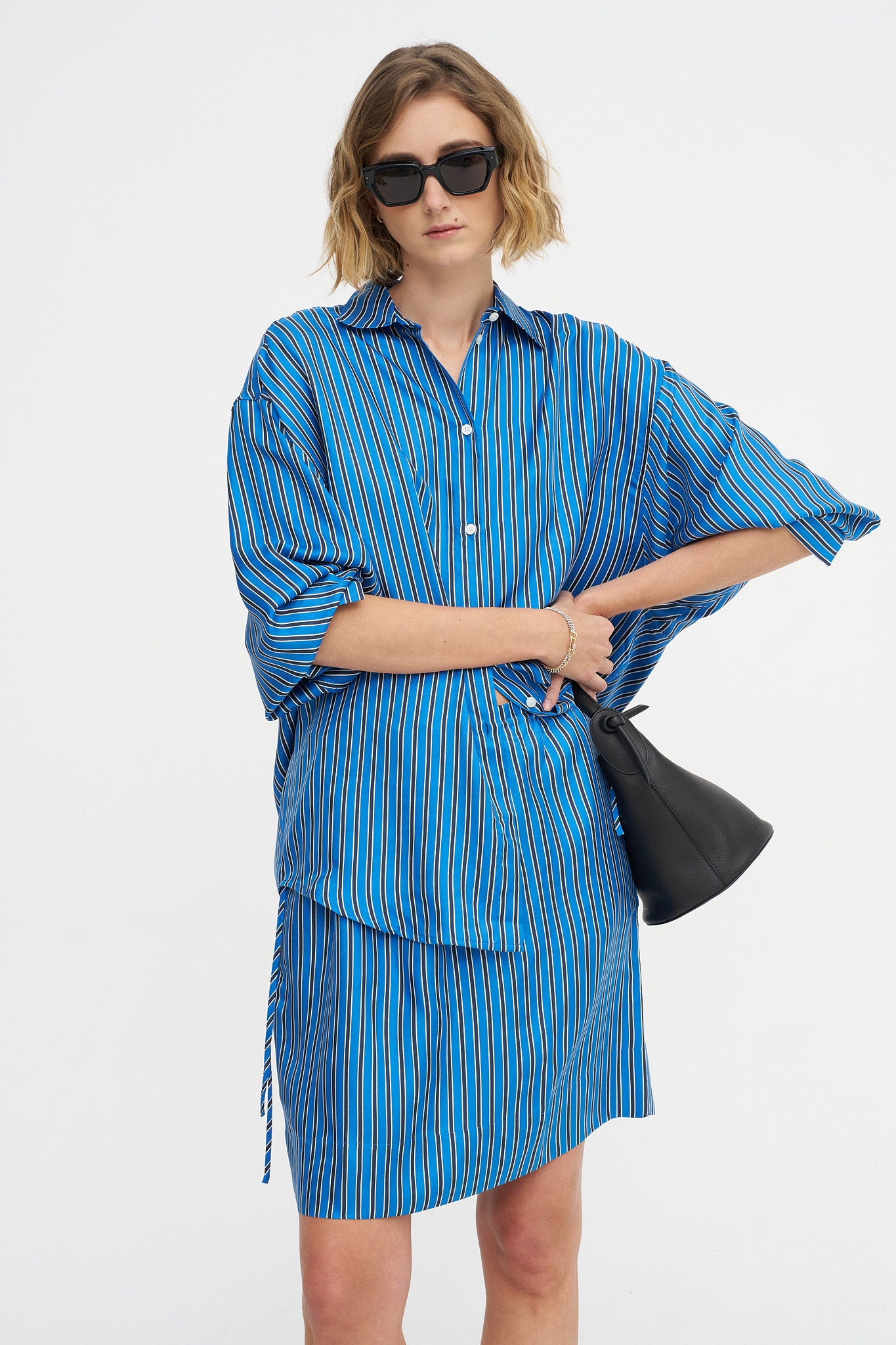 Striped Mini Skirt, Blue &amp; Navy