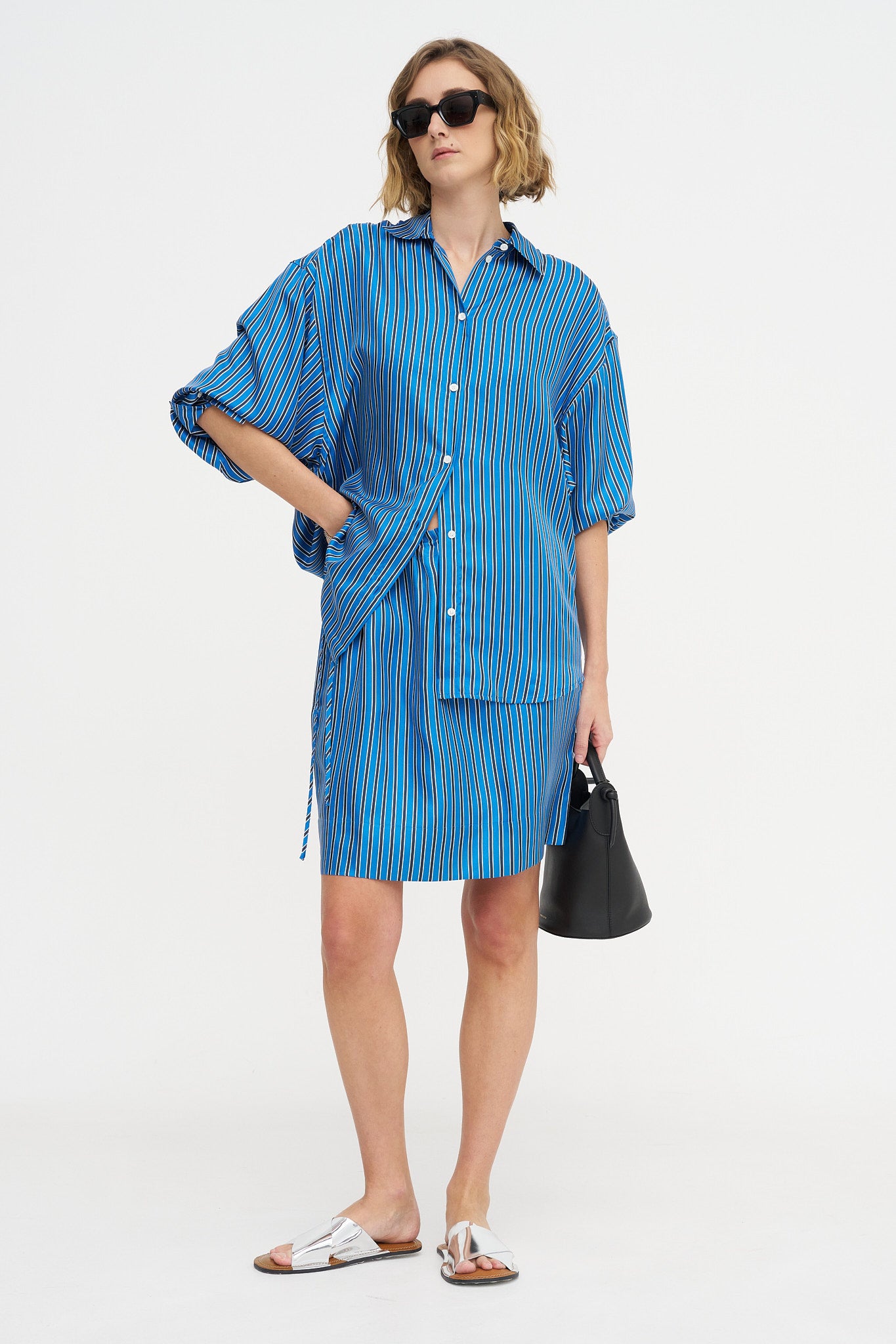 Striped Mini Skirt, Blue &amp; Navy