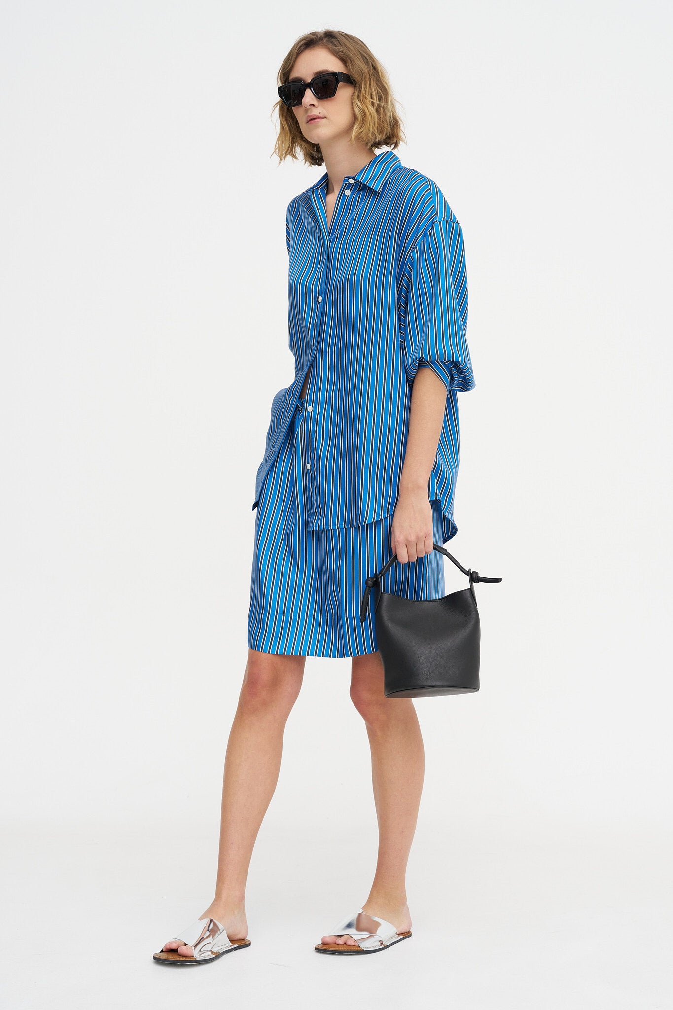 Striped Mini Skirt, Blue &amp; Navy