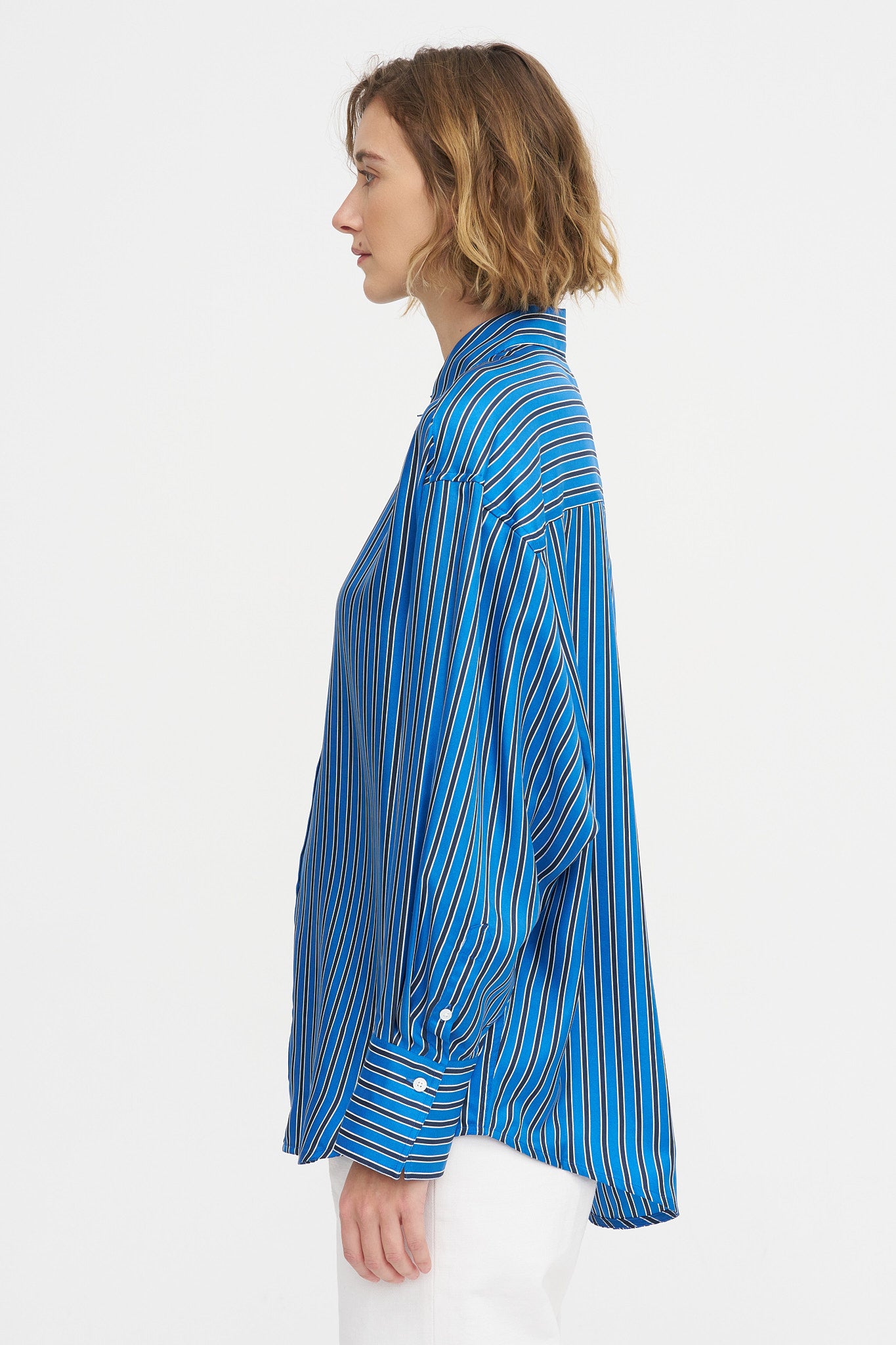 Oversized Striped Shirt, Blue &amp; Navy