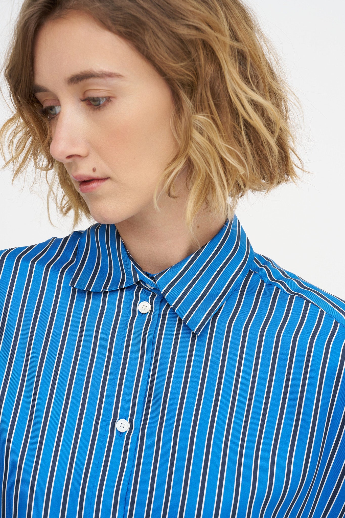 Oversized Striped Shirt, Blue &amp; Navy