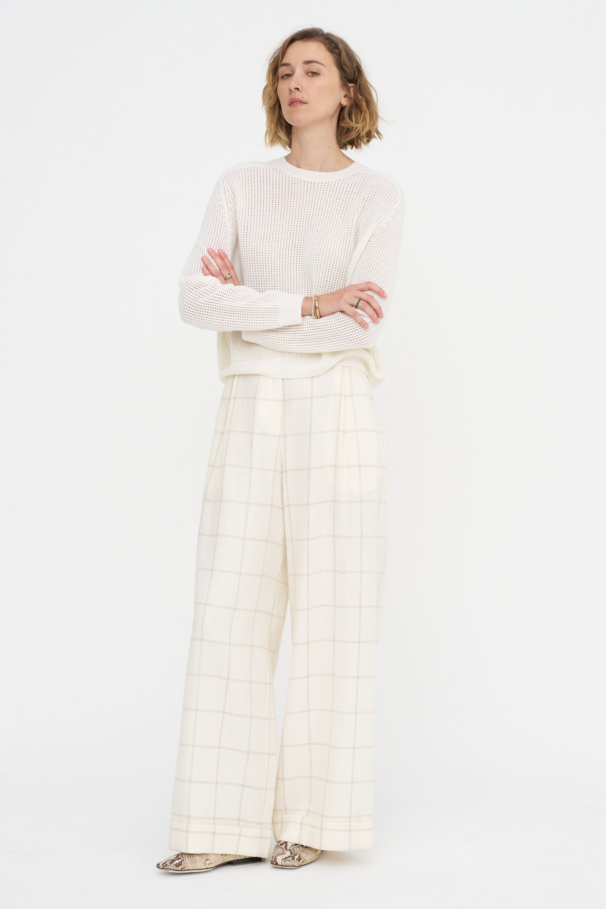 Waffle-Knit Sweater, Birch